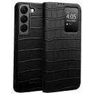 For Samsung Galaxy S22+ 5G QIALINO Crocodile Pattern Genuine Leather Phone Case(Black) - 1