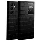 For Samsung Galaxy S22 Ultra 5G QIALINO Crocodile Pattern Genuine Leather Phone Case(Black) - 1