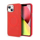 For iPhone 14 Plus Imitation Liquid Silicone Skin Feel Plating Magsafe Phone Case(Red) - 1