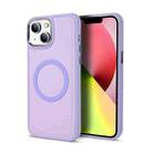 For iPhone 14 Plus Imitation Liquid Silicone Skin Feel Plating Magsafe Phone Case(Light Purple) - 1
