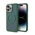 For iPhone 14 Pro Imitation Liquid Silicone Skin Feel Plating Magsafe Phone Case(Deep Green) - 1