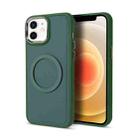 For iPhone 12 Imitation Liquid Silicone Skin Feel Plating Magsafe Phone Case(Deep Green) - 1