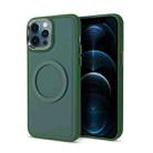 For iPhone 12 Pro Imitation Liquid Silicone Skin Feel Plating Magsafe Phone Case(Deep Green) - 1