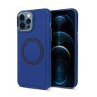 For iPhone 12 Pro Max Imitation Liquid Silicone Skin Feel Plating Magsafe Phone Case(Navy Blue) - 1