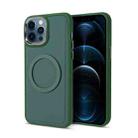 For iPhone 12 Pro Max Imitation Liquid Silicone Skin Feel Plating Magsafe Phone Case(Deep Green) - 1