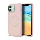 For iPhone 11 Imitation Liquid Silicone Skin Feel Plating Magsafe Phone Case(Pink) - 1