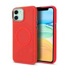 For iPhone 11 Imitation Liquid Silicone Skin Feel Plating Magsafe Phone Case(Red) - 1