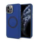 For iPhone 11 Pro Max Imitation Liquid Silicone Skin Feel Plating Magsafe Phone Case(Navy Blue) - 1