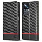 For Xiaomi 12T/12T Pro/Redmi K50 Ultra LC.IMEEKE Carbon Fiber Texture Flip Leather Phone Case(Horizontal Black) - 1