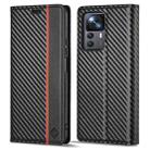 For Xiaomi 12T/12T Pro/Redmi K50 Ultra LC.IMEEKE Carbon Fiber Texture Flip Leather Phone Case(Vertical Black) - 1