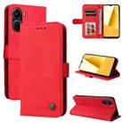 For vivo Y16 / Y02s Skin Feel Life Tree Metal Button Leather Phone Case(Red) - 1
