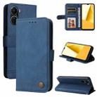 For vivo Y16 / Y02s Skin Feel Life Tree Metal Button Leather Phone Case(Blue) - 1