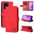 For vivo Y35 4G / Y22s / Y22 Skin Feel Life Tree Metal Button Leather Phone Case(Red) - 1