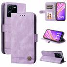 For vivo Y35 4G / Y22s / Y22 Skin Feel Life Tree Metal Button Leather Phone Case(Purple) - 1