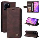 For vivo Y35 4G / Y22s / Y22 Skin Feel Life Tree Metal Button Leather Phone Case(Brown) - 1