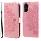 For vivo Y16 / Y02s 7-petal Flowers Embossing Leather Phone Case(Rose Gold) - 1