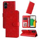 For vivo Y16 / Y02s Embossed Sunflower Leather Phone Case(Red) - 1