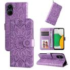 For vivo Y16 / Y02s Embossed Sunflower Leather Phone Case(Purple) - 1