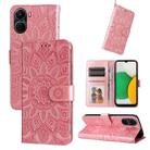 For vivo Y16 / Y02s Embossed Sunflower Leather Phone Case(Rose Gold) - 1