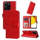 For vivo Y35 4G / Y22s / Y22 Embossed Sunflower Leather Phone Case(Red) - 1