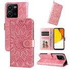 For vivo Y35 4G / Y22s / Y22 Embossed Sunflower Leather Phone Case(Rose Gold) - 1