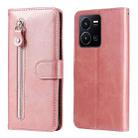 For vivo Y35 4G / Y22s / Y22 Calf Texture Zipper Leather Phone Case(Rose Gold) - 1