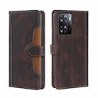 For OnePlus Nord N20 SE 4G Skin Feel Magnetic Buckle Leather Phone Case(Brown) - 1