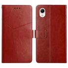 For Samsung Galaxy A23 5G JP Version HT01 Y-shaped Pattern Flip Leather Phone Case(Brown) - 1