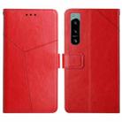 For Sony Xperia 5 IV HT01 Y-shaped Pattern Flip Leather Phone Case(Red) - 1