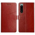 For Sony Xperia 5 IV HT01 Y-shaped Pattern Flip Leather Phone Case(Brown) - 1