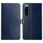 For Sony Xperia 5 IV HT01 Y-shaped Pattern Flip Leather Phone Case(Blue) - 1