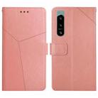 For Sony Xperia 5 IV HT01 Y-shaped Pattern Flip Leather Phone Case(Pink) - 1