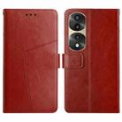 For Honor 70 Pro/70 Pro+ HT01 Y-shaped Pattern Flip Leather Phone Case(Brown) - 1