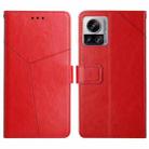 For Motorola Edge 30 Ultra/Moto X30 Pro HT01 Y-shaped Pattern Flip Leather Phone Case(Red) - 1