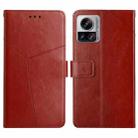 For Motorola Edge 30 Ultra/Moto X30 Pro HT01 Y-shaped Pattern Flip Leather Phone Case(Brown) - 1