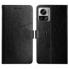 For Motorola Edge 30 Ultra/Moto X30 Pro HT01 Y-shaped Pattern Flip Leather Phone Case(Black) - 1