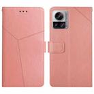 For Motorola Edge 30 Ultra/Moto X30 Pro HT01 Y-shaped Pattern Flip Leather Phone Case(Pink) - 1