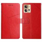 For Motorola Edge 30 Fusion/Moto S30 Pro HT01 Y-shaped Pattern Flip Leather Phone Case(Red) - 1