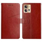 For Motorola Edge 30 Fusion/Moto S30 Pro HT01 Y-shaped Pattern Flip Leather Phone Case(Brown) - 1