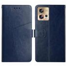 For Motorola Edge 30 Fusion/Moto S30 Pro HT01 Y-shaped Pattern Flip Leather Phone Case(Blue) - 1