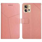 For Motorola Edge 30 Fusion/Moto S30 Pro HT01 Y-shaped Pattern Flip Leather Phone Case(Pink) - 1