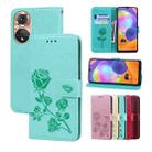 For Honor X7/Play 30 Plus Rose Embossed Flip PU Leather Phone Case(Green) - 1