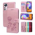 For Xiaomi 12/12X Rose Embossed Flip PU Leather Phone Case(Rose Gold) - 1