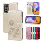 For Xiaomi 12 Lite Rose Embossed Flip PU Leather Phone Case(Gold) - 1