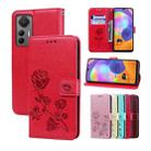 For Xiaomi 12 Lite Rose Embossed Flip PU Leather Phone Case(Red) - 1