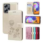 For Xiaomi Redmi Note 11T Pro 5G Rose Embossed Flip PU Leather Phone Case(Gold) - 1