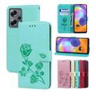 For Xiaomi Redmi Note 11T Pro 5G Rose Embossed Flip PU Leather Phone Case(Green) - 1