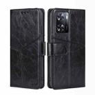 For OPPO A57s 4G / A57e 4G Geometric Stitching Leather Phone Case(Black) - 1