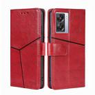 For OPPO K10 5G Global Geometric Stitching Leather Phone Case(Red) - 1