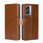 For OPPO K10 5G Global Geometric Stitching Leather Phone Case(Light Brown) - 1